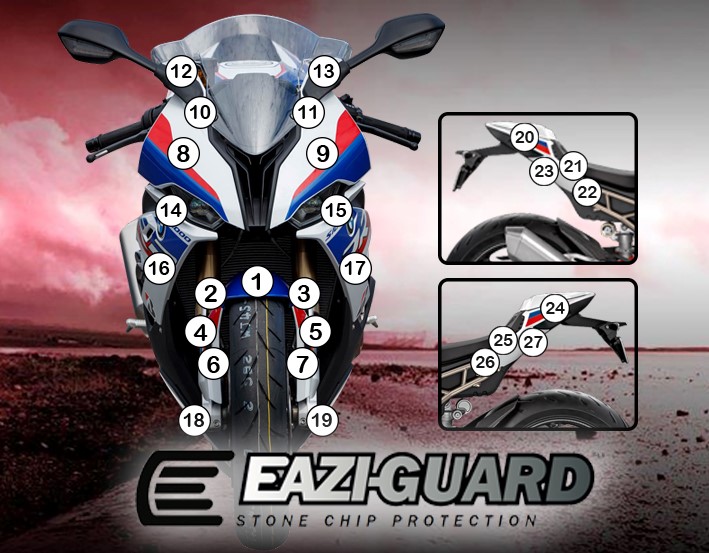 [GUARDBMW008] Eazi-Grip Paint Protection Film for BMW S1000RR 2019 - 2022, gloss or matte (Gloss)