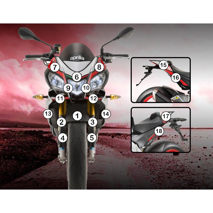 [GUARDAPR004] Eazi-Grip Paint Protection Film for Aprilia Tuono V4 2015 - 2017, gloss or matte (Gloss)