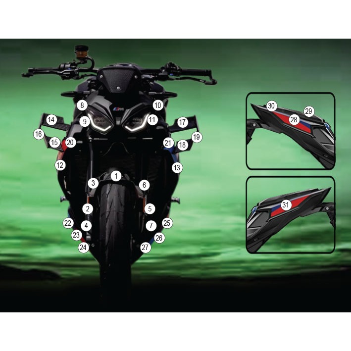 [GUARDBMW019] Eazi-Grip Paint Protection Film for BMW M1000R, gloss or matte (Gloss)