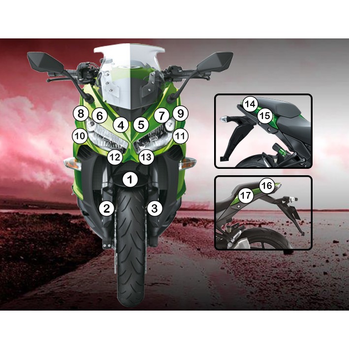 [GUARDKAW005] Eazi-Grip Paint Protection Film for Kawasaki Ninja 1000 2011 - 2016, gloss or matte (Gloss)