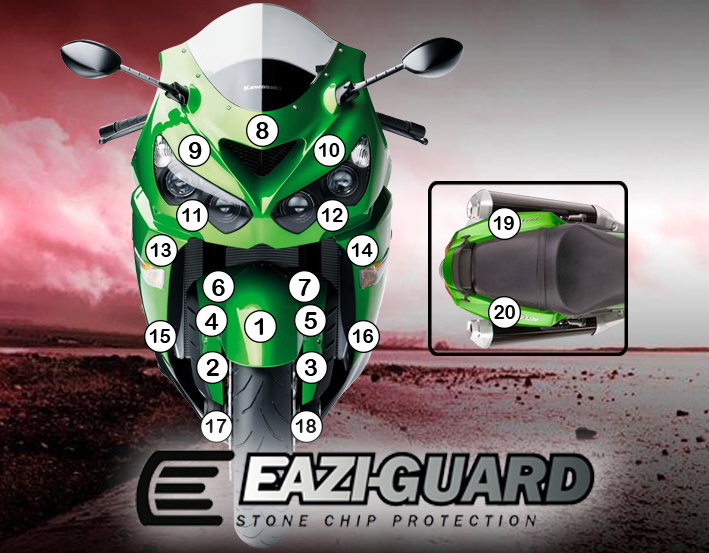 [GUARDKAW008] Eazi-Guard Paint Protection Film for Kawasaki ZX-14R, gloss or matte (Gloss)