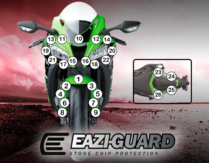 [GUARDKAW010] Eazi-Guard Paint Protection Film for Kawasaki ZX-10R 2016 - 2020, gloss or matte (Gloss)