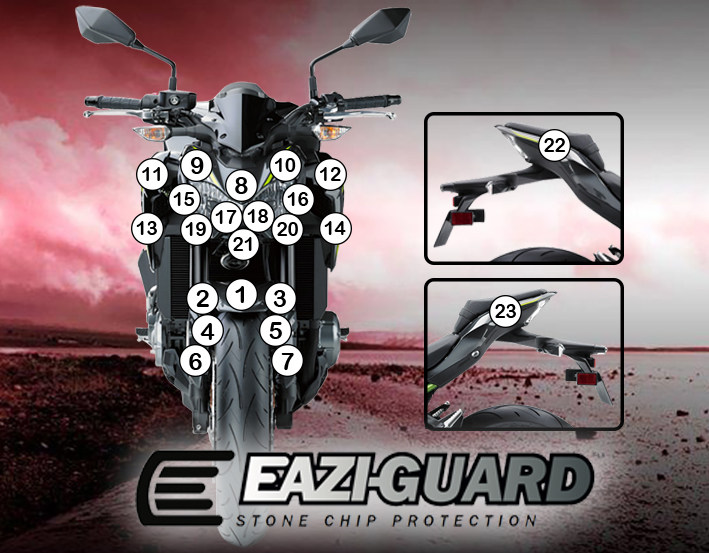[GUARDKAW014] Eazi-Guard Paint Protection Film for Kawasaki Z900 2017 - 2019, gloss or matte (Gloss)