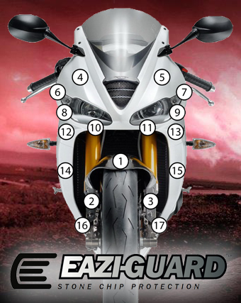 [GUARDTRI004] Eazi-Grip Paint Protection Film for Triumph Daytona 675 / R 2013 - 2016, gloss or matte (Gloss)
