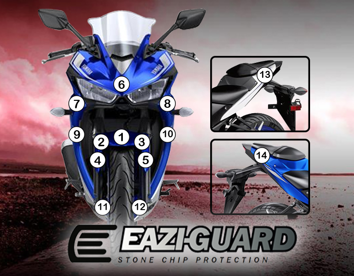 [GUARDYAM002] Eazi-Guard Paint Protection Film for Yamaha YZF-R3 2015 - 2018, gloss or matte (Gloss)