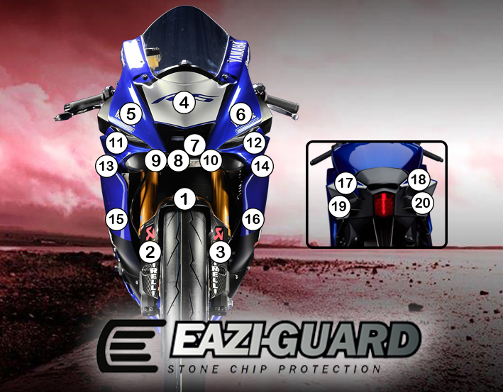 Eazi-Guard Paint Protection Film for Yamaha YZF-R6, gloss or matte
