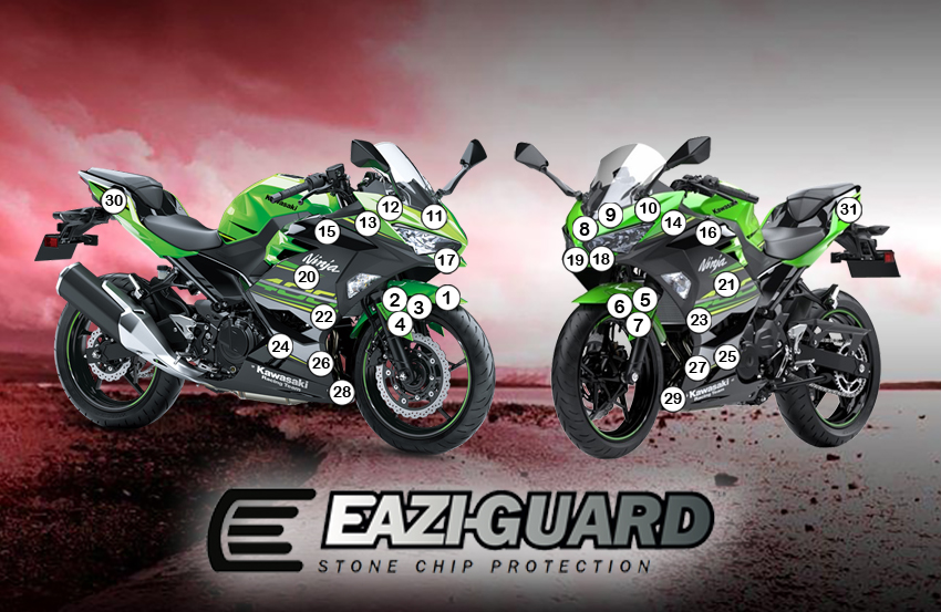 Eazi-Grip Paint Protection Film for Kawasaki Ninja 400, gloss or matte