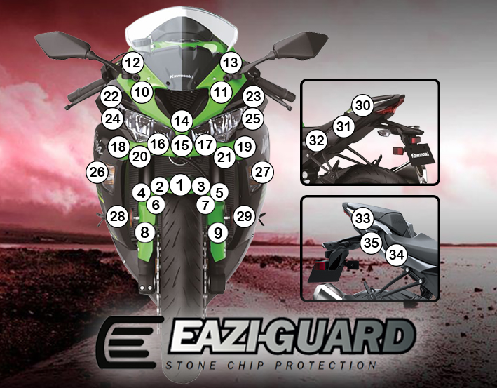 [GUARDKAW021] Eazi-Grip Paint Protection Film for Kawasaki ZX-6R 2019 - 2021, gloss or matte (Gloss)