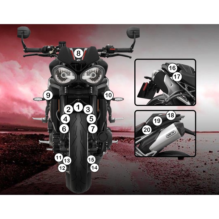 Eazi-Grip Paint Protection Film for Triumph Speed Triple RS 2018, gloss or matte
