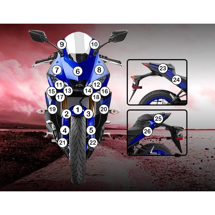 [GUARDYAM009] Eazi-Grip Paint Protection Film for Yamaha YZF-R3, gloss or matte (Gloss)