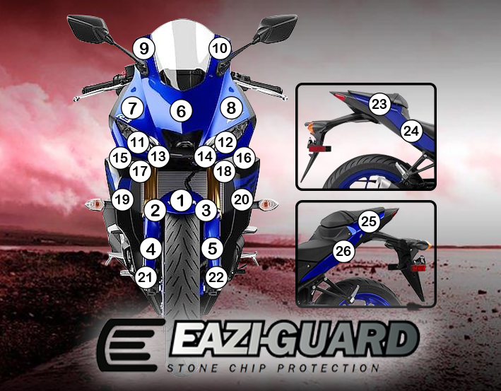 [GUARDYAM009] Eazi-Guard Paint Protection Film for Yamaha YZF-R3 2019, gloss or matte (Gloss)