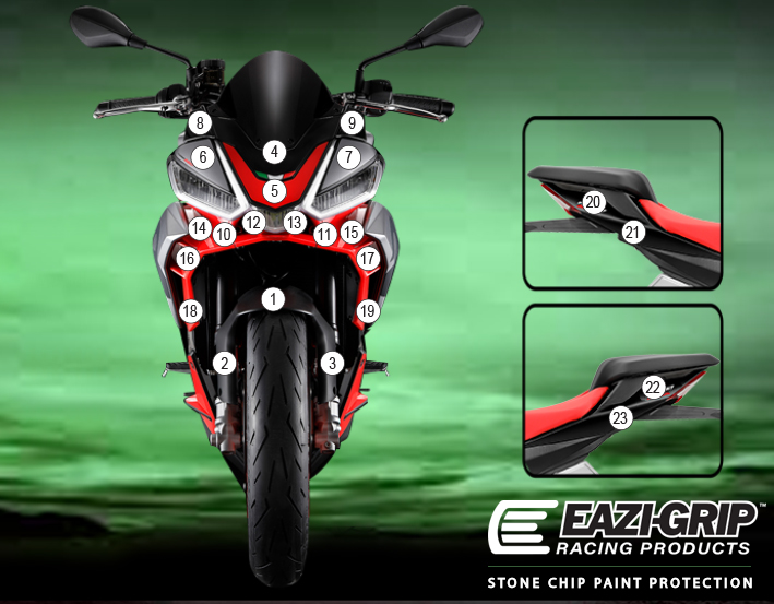 [GUARDAPR006] Eazi-Grip Paint Protection Film for Aprilia Tuono 660, gloss or matte (Gloss)