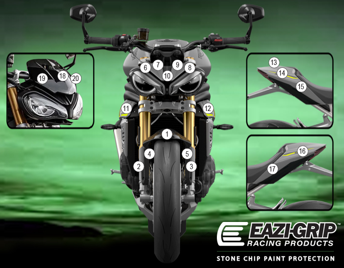 [GUARDTRI007] Eazi-Guard Paint Protection Film for Triumph Speed Triple 1200 RS, gloss or matte (Gloss)