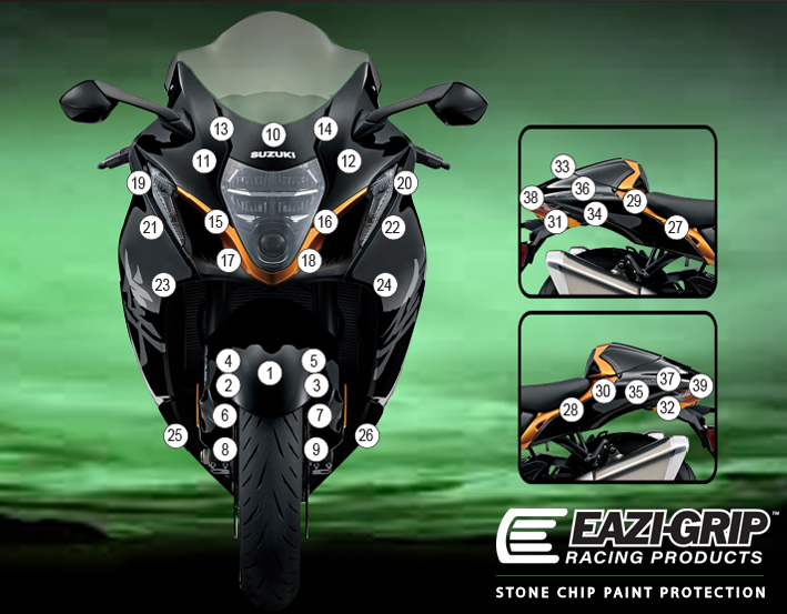 Eazi-Guard Paint Protection Film for Suzuki Hayabusa Gen III, gloss or matte