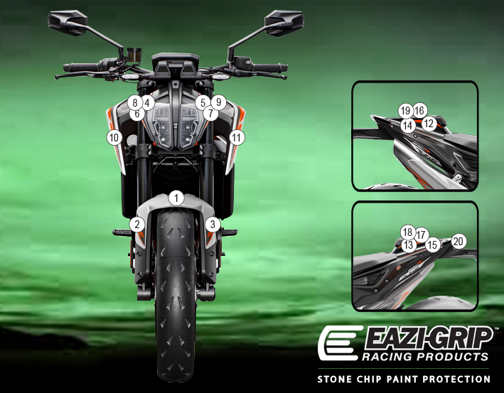 Eazi-Guard Paint Protection Film for KTM 890 Duke R, gloss or matte