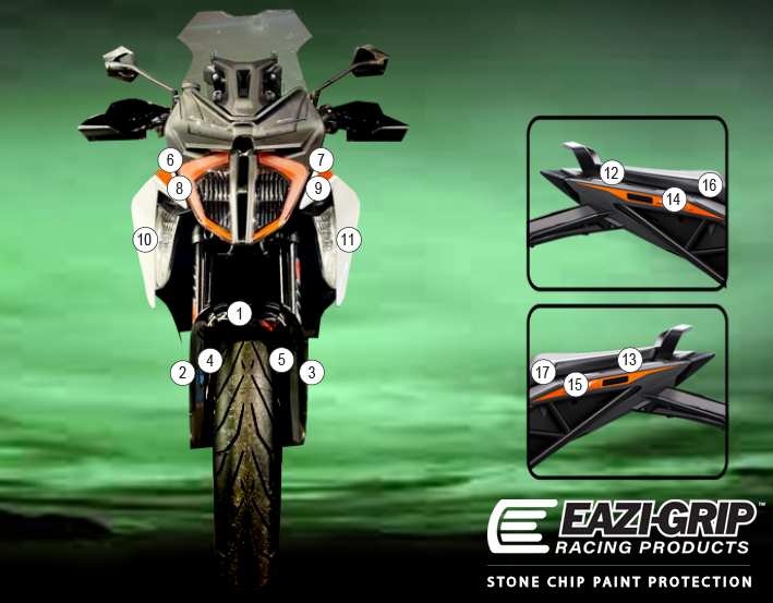 [GUARDKTM008] Eazi-Guard Paint Protection Film for KTM 1290 Super Duke GT, gloss or matte (Gloss)