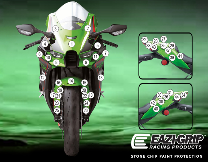 [GUARDKAW025] Eazi-Guard Paint Protection Film for Kawasaki ZX-10R RR, gloss or matte (Gloss)