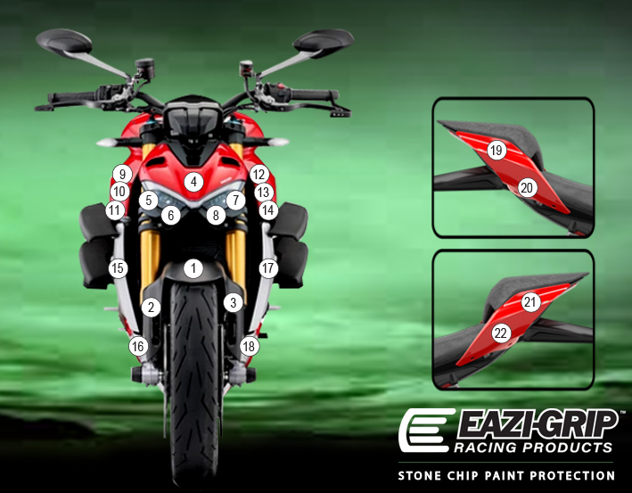 [GUARDDUC017] Eazi-Guard Paint Protection Film for Ducati Streetfighter V4 2020 - 2022, gloss or matte (Gloss)