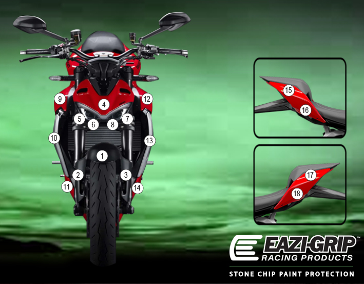[GUARDDUC020] Eazi-Grip Paint Protection Film for Ducati Streetfighter V2, gloss or matte (Gloss)