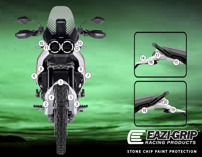 [GUARDDUC021] Eazi-Guard Paint Protection Film for Ducati DesertX, gloss or matte (Gloss)
