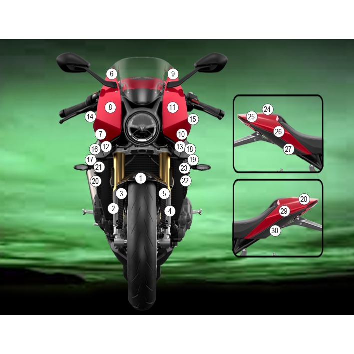 Eazi-Grip Paint Protection Film for Triumph Speed Triple 1200 RR, gloss or matte