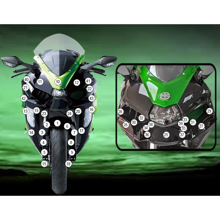 [GUARDKAW028] Eazi-Grip Paint Protection Film for Kawasaki H2 SX SE, gloss or matte (Gloss)