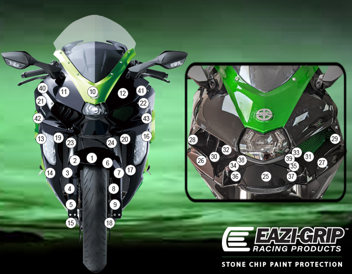 [GUARDKAW028] Eazi-Grip Paint Protection Film for Kawasaki H2 SX SE, gloss or matte (Gloss)