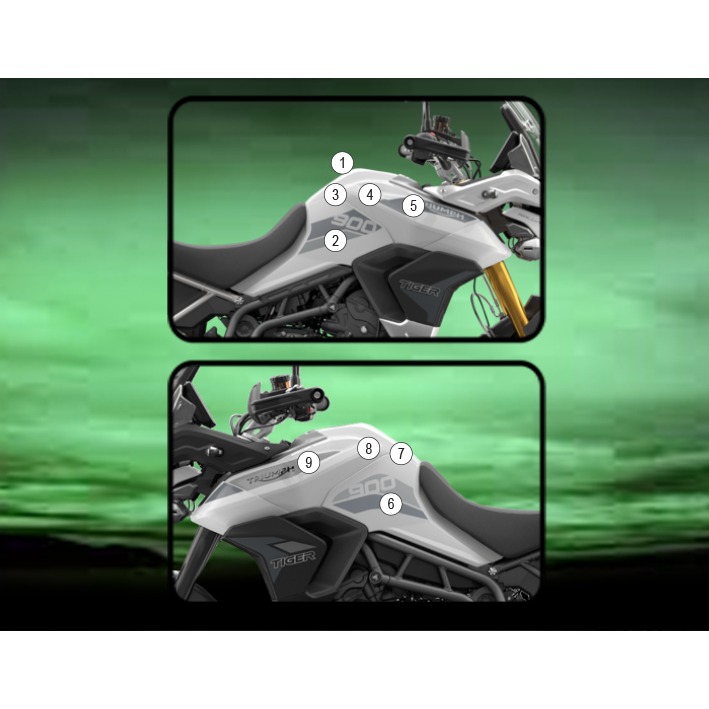 [TANKTRI001] Eazi-Grip Tank Protection Film for Triumph Tiger 900 GT 850 Sport, gloss or matte (Gloss)