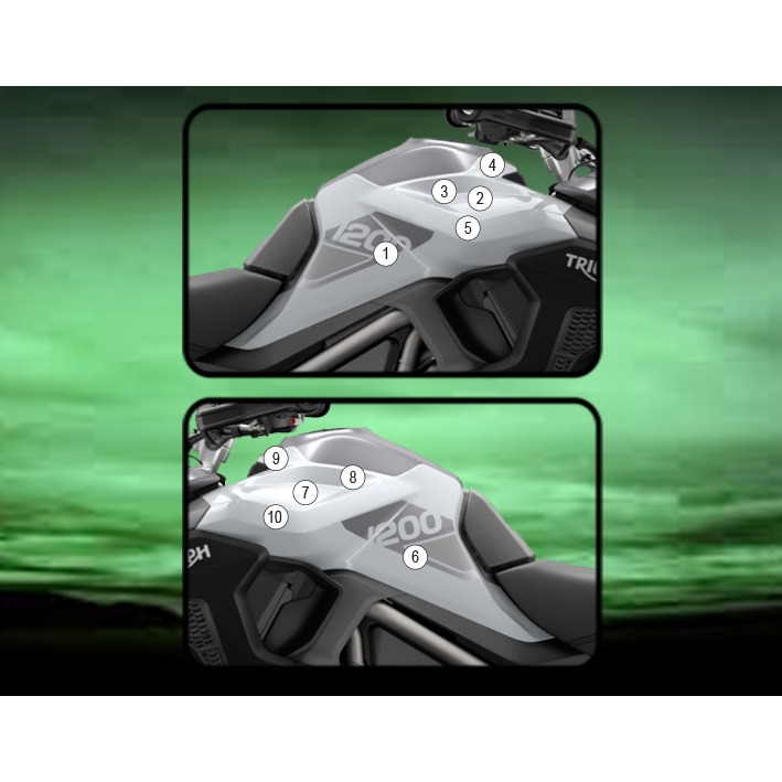 [TANKTRI003] Eazi-Grip Tank Protection Film for Triumph Tiger 1200 GT Rally Pro, gloss or matte (Gloss)