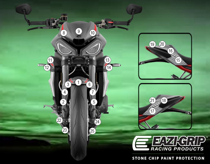 [GUARDTRI016] Eazi-Guard Paint Protection Film for Triumph Street Triple RS 2020 - 2022, gloss or matte (Gloss)