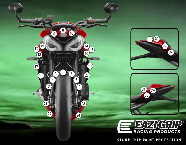 Eazi-Grip Paint Protection Film for Triumph Street Triple, gloss or matte