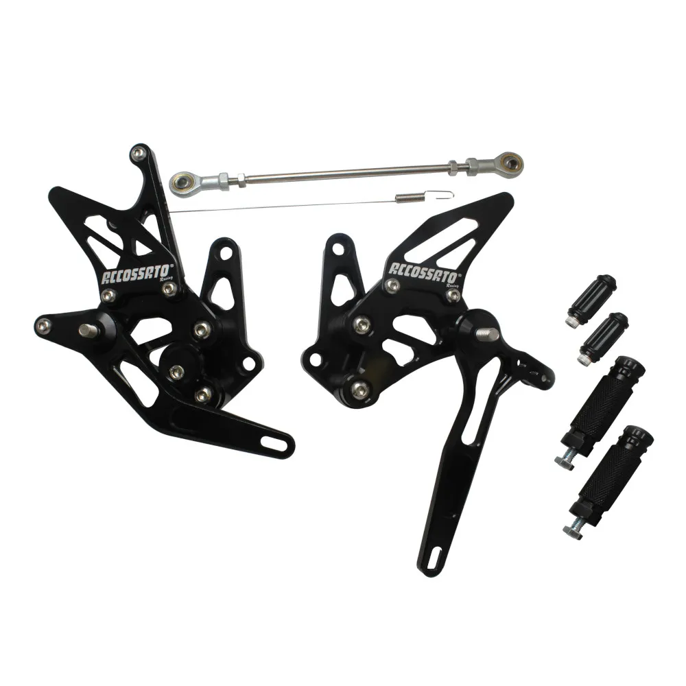 [FT061N] Accossato Adjustable Rearsets for Suzuki GSX-R1300 Hayabusa 1999 - 2007 black