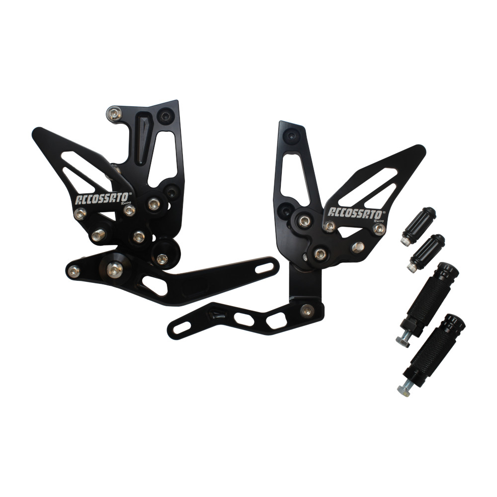 Accossato Adjustable Rearsets for Triumph Speed Triple 1050 2011 - 2014 black