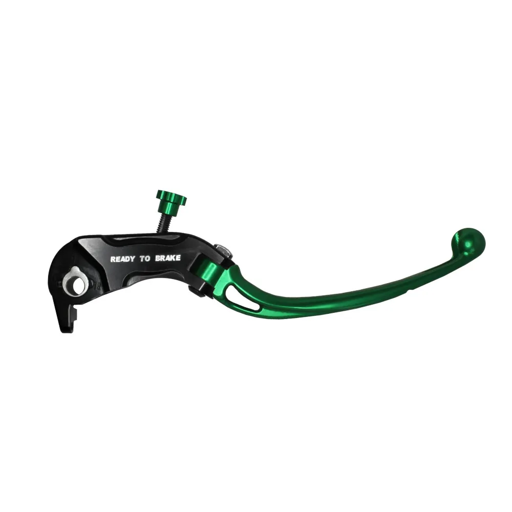 [LV030G-PRS-L-RST] Accossato Folding Brake Lever for Ready to Brake master cylinders, long green PRS 17-18-19mm with eyelet