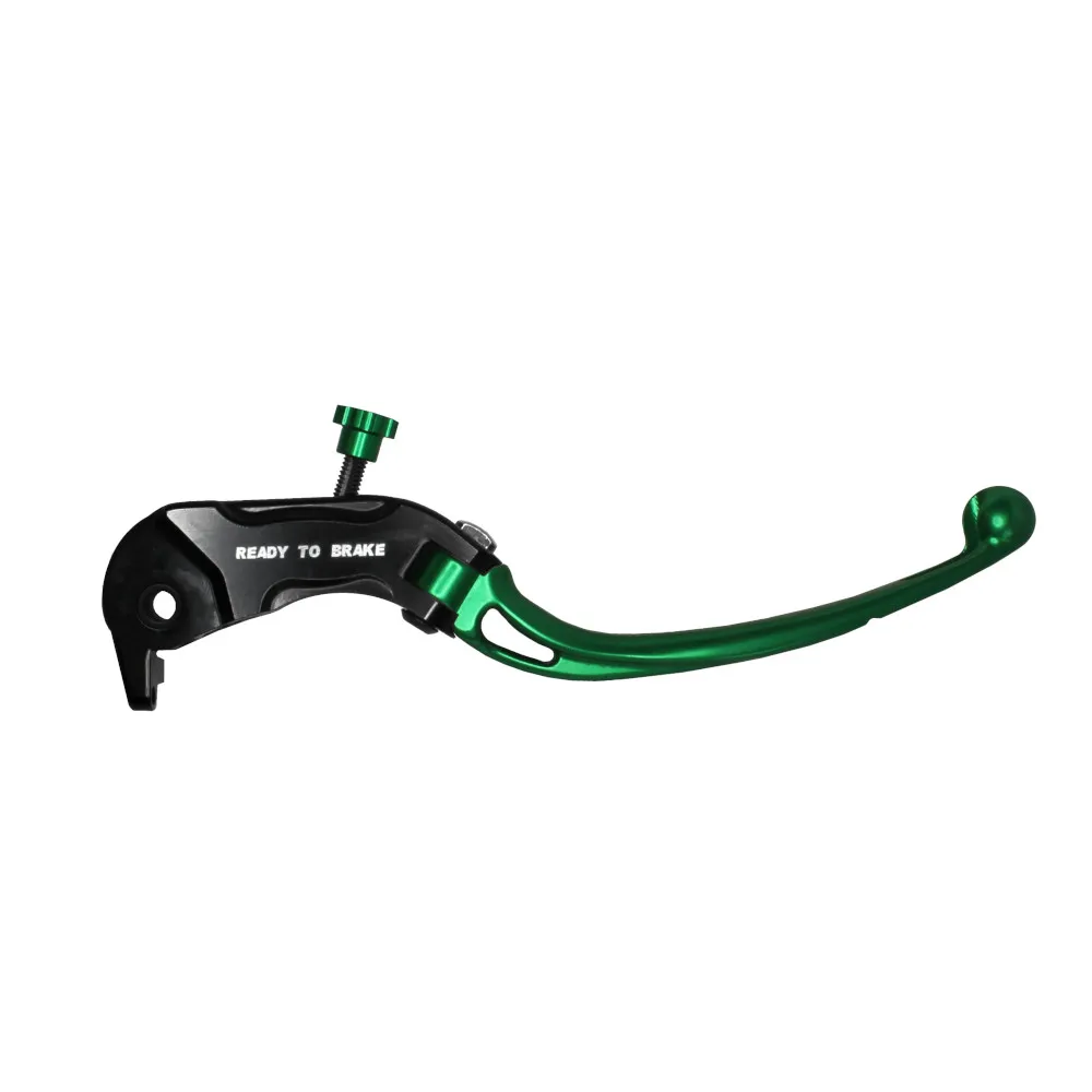 [LV030G-18-L-RST] Accossato Folding Brake Lever for Ready to Brake master cylinders, long green 18mm with eyelet
