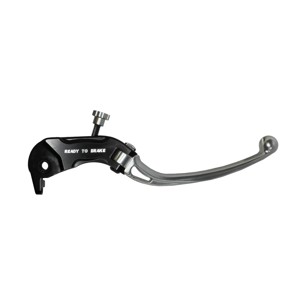 [LV030S-20-L-RST] Accossato Folding Brake Lever for Ready to Brake master cylinders, long silver 20mm with eyelet