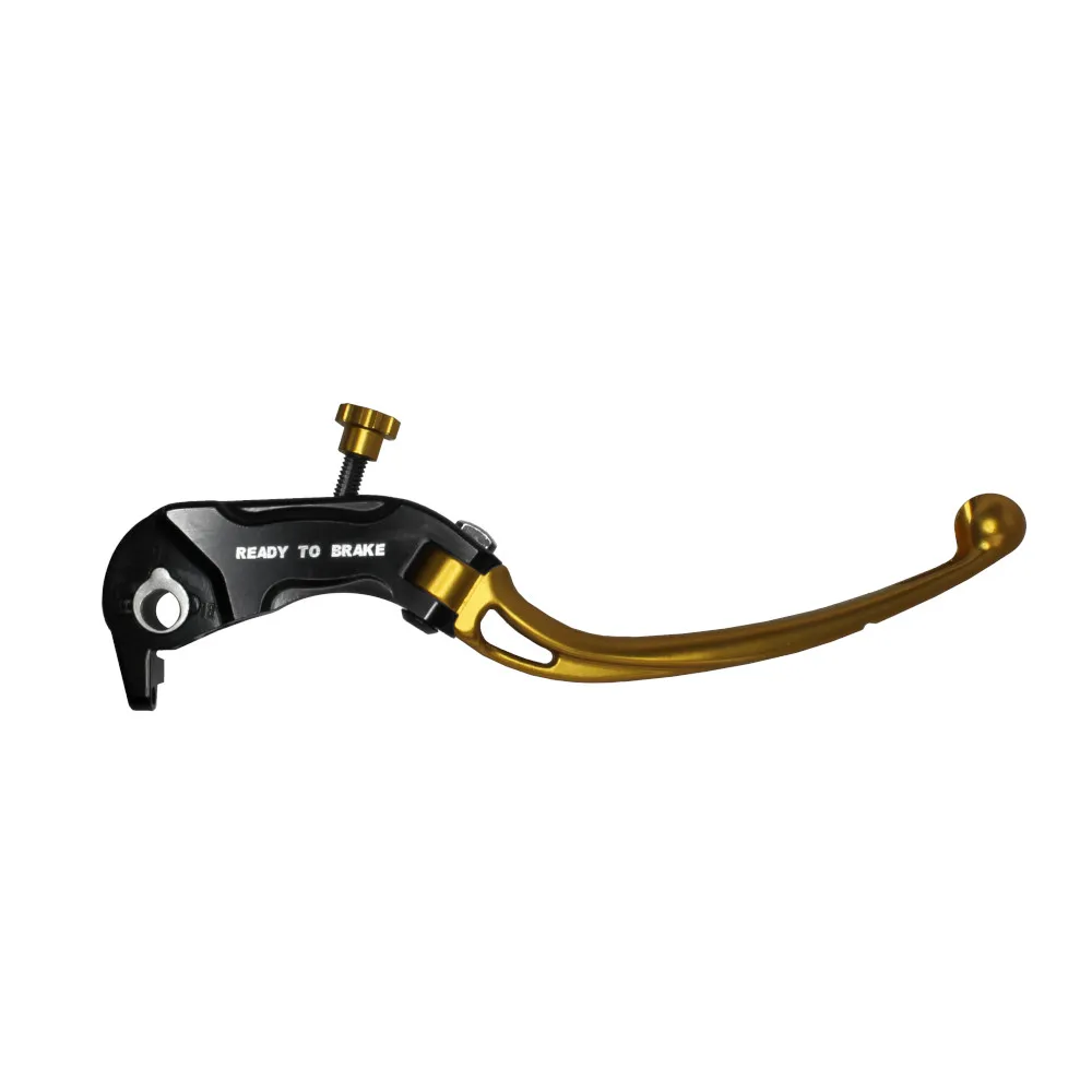 [LV030Y-PRS-L-RST] Accossato Folding Brake Lever for Ready to Brake master cylinders, long gold PRS 17-18-19mm with eyelet