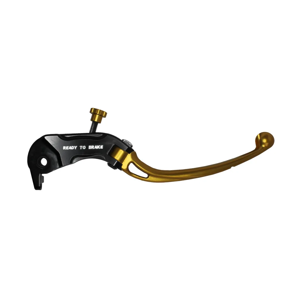 [LV030Y-20-L-RST] Accossato Folding Brake Lever for Ready to Brake master cylinders, long gold 20mm with eyelet