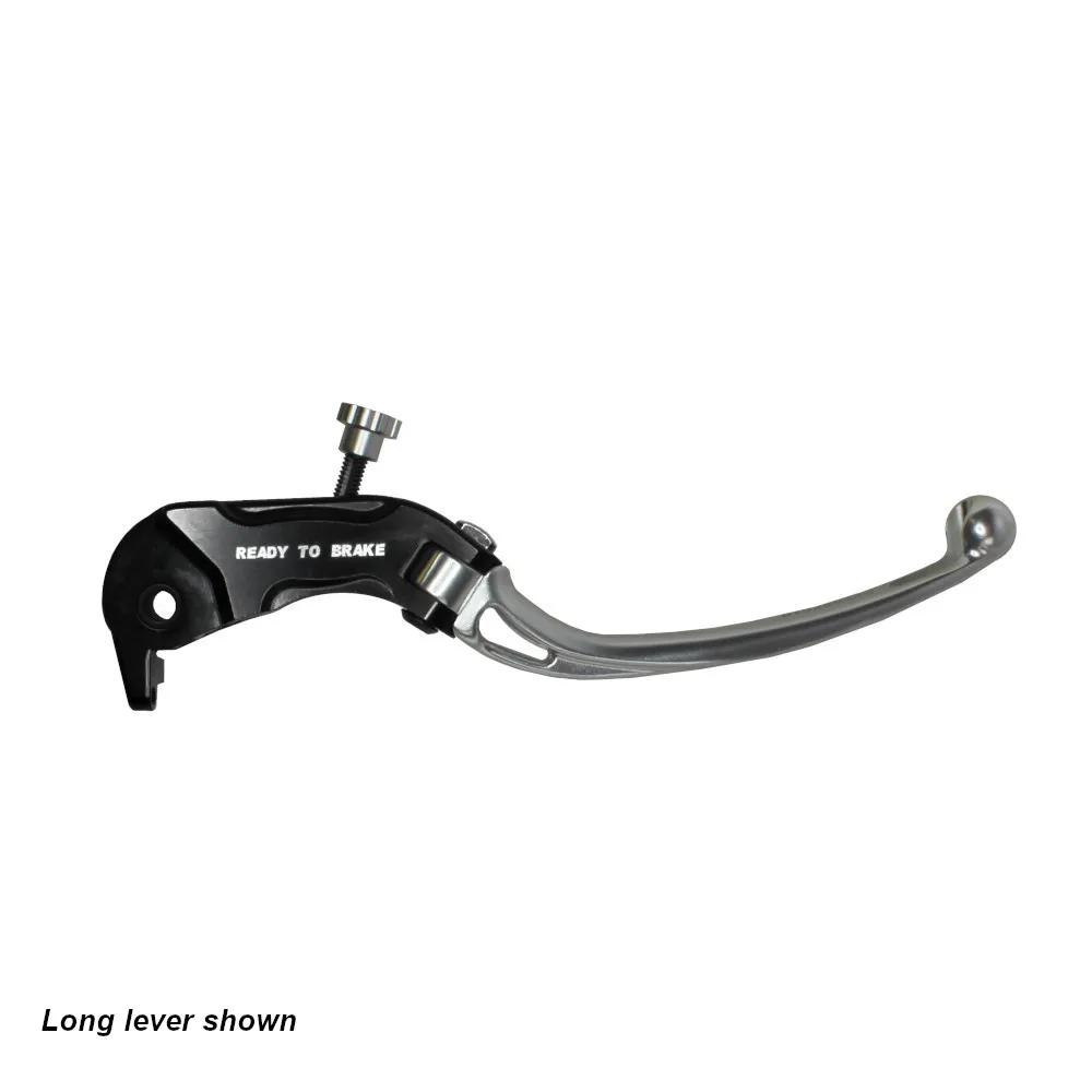 [LV030S-18-C-NRST] Accossato Folding Brake Lever for Ready to Brake master cylinders, short silver 18mm no eyelet